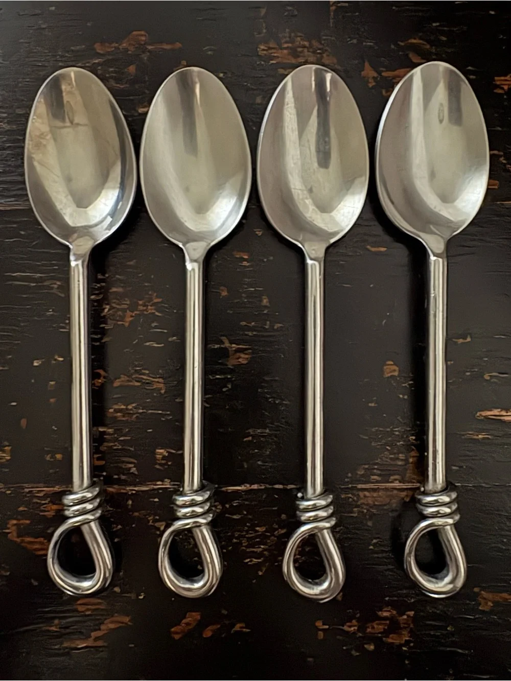 Gibson CUOMO Stainless OVAL SOUP SPOONS Open Ring Tip 18/8  Flatware Set of 4